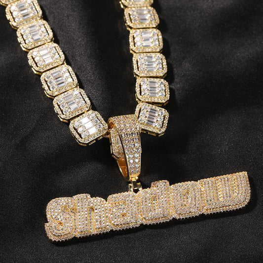 Ice Stone 3-Layer CZ Custom Name Iced Out Necklace