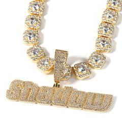 Ice Stone 3-Layer CZ Custom Name Iced Out Necklace