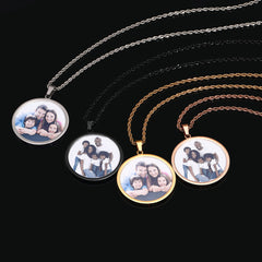 Ice Stone Multicolor Stainless Steel Custom Photo Necklace