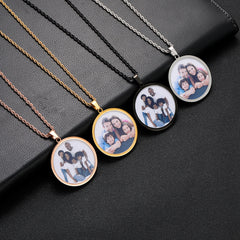 Ice Stone Multicolor Stainless Steel Custom Photo Necklace