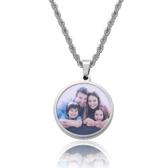 Ice Stone Multicolor Stainless Steel Custom Photo Necklace