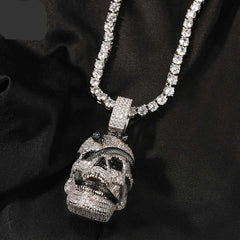 Ice Stone Super Big Gold Diamond Skull Pendant Necklace