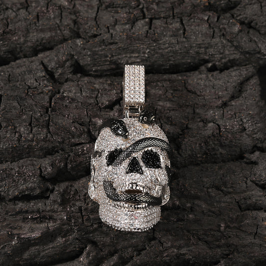 Ice Stone Super Big Gold Diamond Skull Pendant Necklace