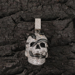 Ice Stone Super Big Gold Diamond Skull Pendant Necklace
