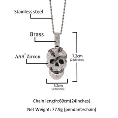 Ice Stone Super Big Gold Diamond Skull Pendant Necklace