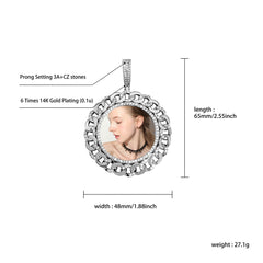 Ice Stone 14K Gold Plated Custom Photo Pendant Necklace