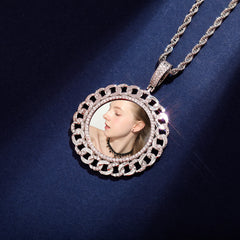 Ice Stone 14K Gold Plated Custom Photo Pendant Necklace