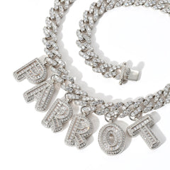Ice Stone 9mm Cuban Chain CZ Baguette Personalized Necklace