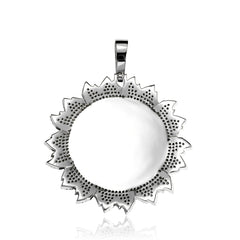 Ice Stone Custom Round Sunflower Photo Pendant Necklace