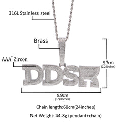 Ice Stone Big Iced Out Name Pendant Necklace