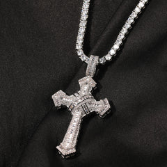 Ice Stone White Gold Plated Iced Cross
