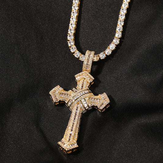 Ice Stone White Gold Plated Iced Cross