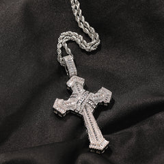 Ice Stone White Gold Plated Iced Cross