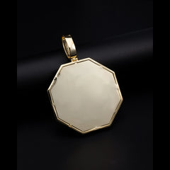 Ice Stone Custom Octagon Name Plate Necklace Gold