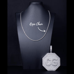 Ice Stone Custom Octagon Name Plate Necklace Gold