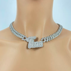 Ice Stone Custom Name Necklaces 14k Gold Plated