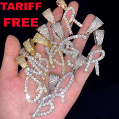 Ice Stone Brush Font Custom Iced Out Necklace