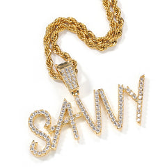 Ice Stone Brush Font Custom Iced Out Necklace