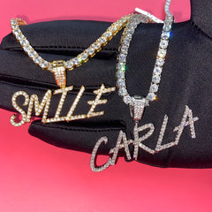 Ice Stone Brush Font Custom Iced Out Necklace