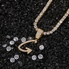 Ice Stone Brush Font Custom Iced Out Necklace