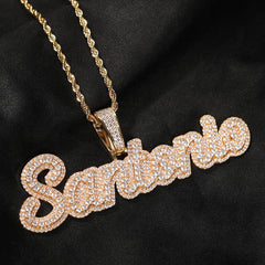 Ice Stone Street Women Baguette Custom Name Necklace