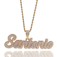 Ice Stone Street Women Baguette Custom Name Necklace