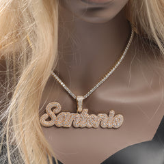 Ice Stone Street Women Baguette Custom Name Necklace