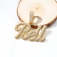 Ice Stone Street Women Baguette Custom Name Necklace