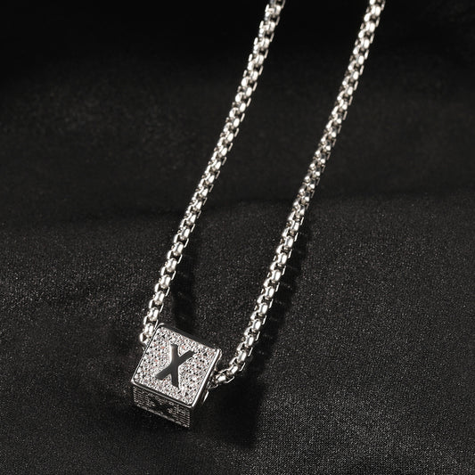 Ice Stone Fashion Initial Letter Pendant Necklace