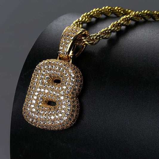 Ice Stone Luxury Bubble Letter Name Necklace