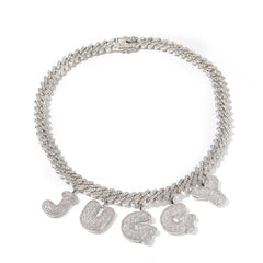 Ice Stone Luxury Bubble Letter Name Necklace