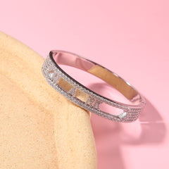 Ice Stone Custom Alphabet Initial Gold Name Bangle