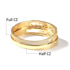 Ice Stone Custom Alphabet Initial Gold Name Bangle
