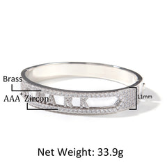 Ice Stone Custom Alphabet Initial Gold Name Bangle