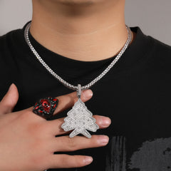 Ice Stone Full Diamond Christmas Tree Pendant Necklace