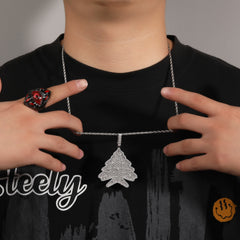 Ice Stone Full Diamond Christmas Tree Pendant Necklace