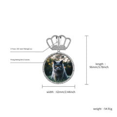 Ice Stone Custom Iced Out Photo Crown Pendant Necklace