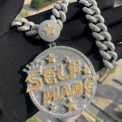 Ice Stone Fashion Letter SELFMADE Iced Out Pendant Necklace