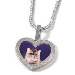 Ice Stone Memorial Custom Heart Photo Pendant Necklace