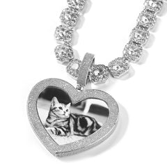 Ice Stone Memorial Custom Heart Photo Pendant Necklace