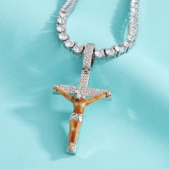 Ice Stone Iced Out Jesus Cross Pendant Necklace