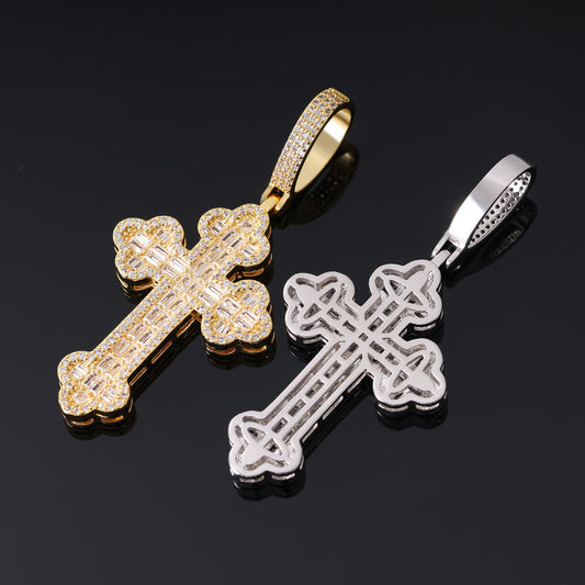 Ice Stone Micro Pave Iced Out CZ Cross Necklace