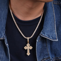 Ice Stone Micro Pave Iced Out CZ Cross Necklace