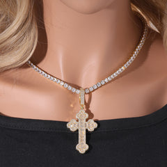 Ice Stone Micro Pave Iced Out CZ Cross Necklace