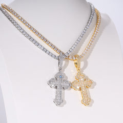 Ice Stone Micro Pave Iced Out CZ Cross Necklace