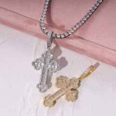 Ice Stone Micro Pave Iced Out CZ Cross Necklace