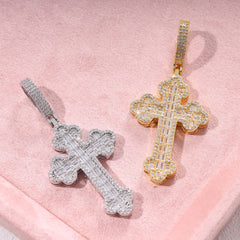 Ice Stone Micro Pave Iced Out CZ Cross Necklace