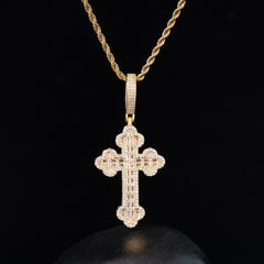 Ice Stone Micro Pave Iced Out CZ Cross Necklace