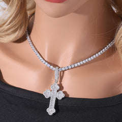 Ice Stone Micro Pave Iced Out CZ Cross Necklace