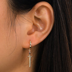 Ice Stone 5A CZ Cross Sword Earrings Unisex